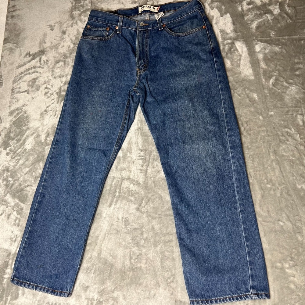 Levi's 505 Jeans Mens 36x30 Blue Denim Regular Fit Medium Wash Straight Leg